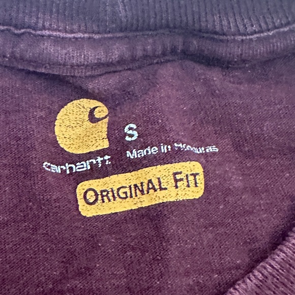 Carhartt Loose Fit Heavy Weight Long Sleeve Pocket T-Shirt K126 Size S Burgundy - Picture 5 of 5